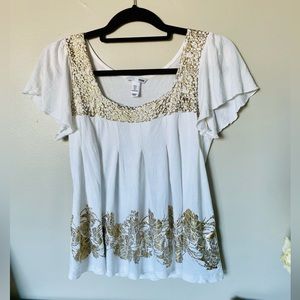 H&M White & Gold Blouse